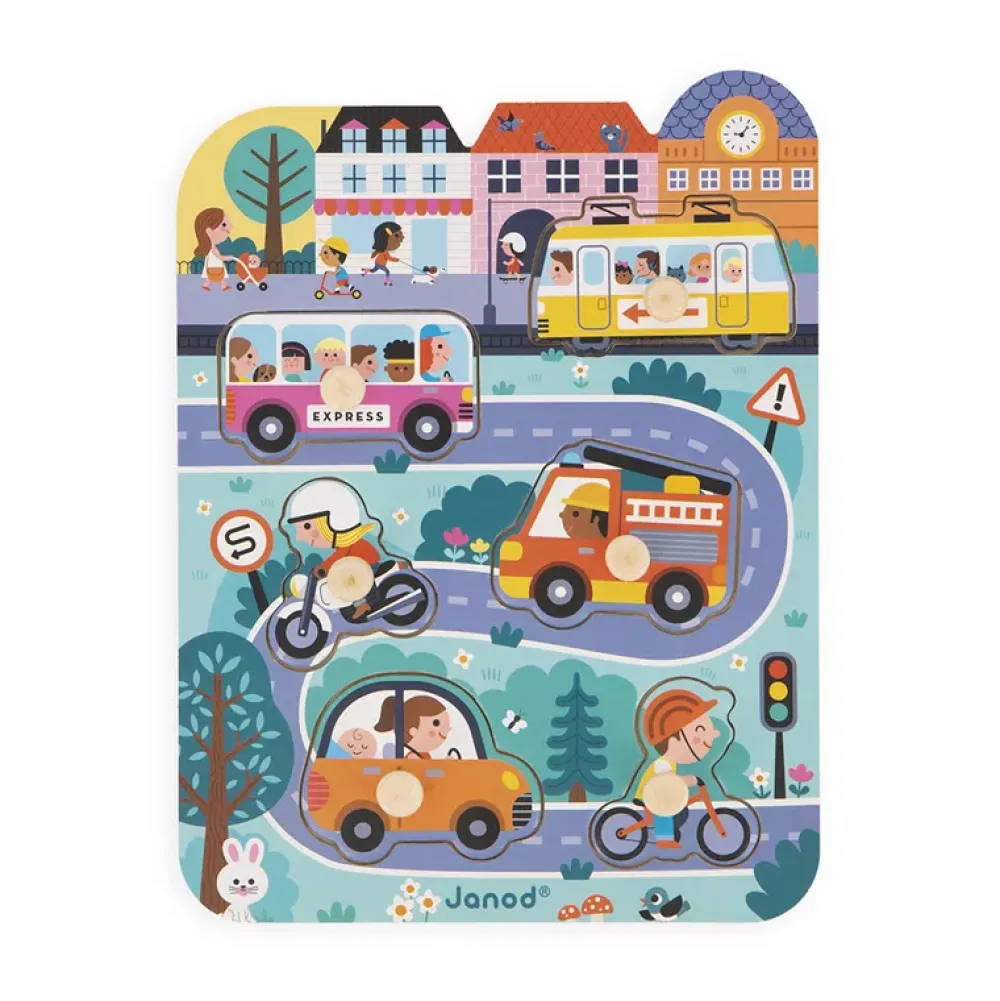 Janod Puzzle Encajable Con Pomo: La Ciudad Best Sale