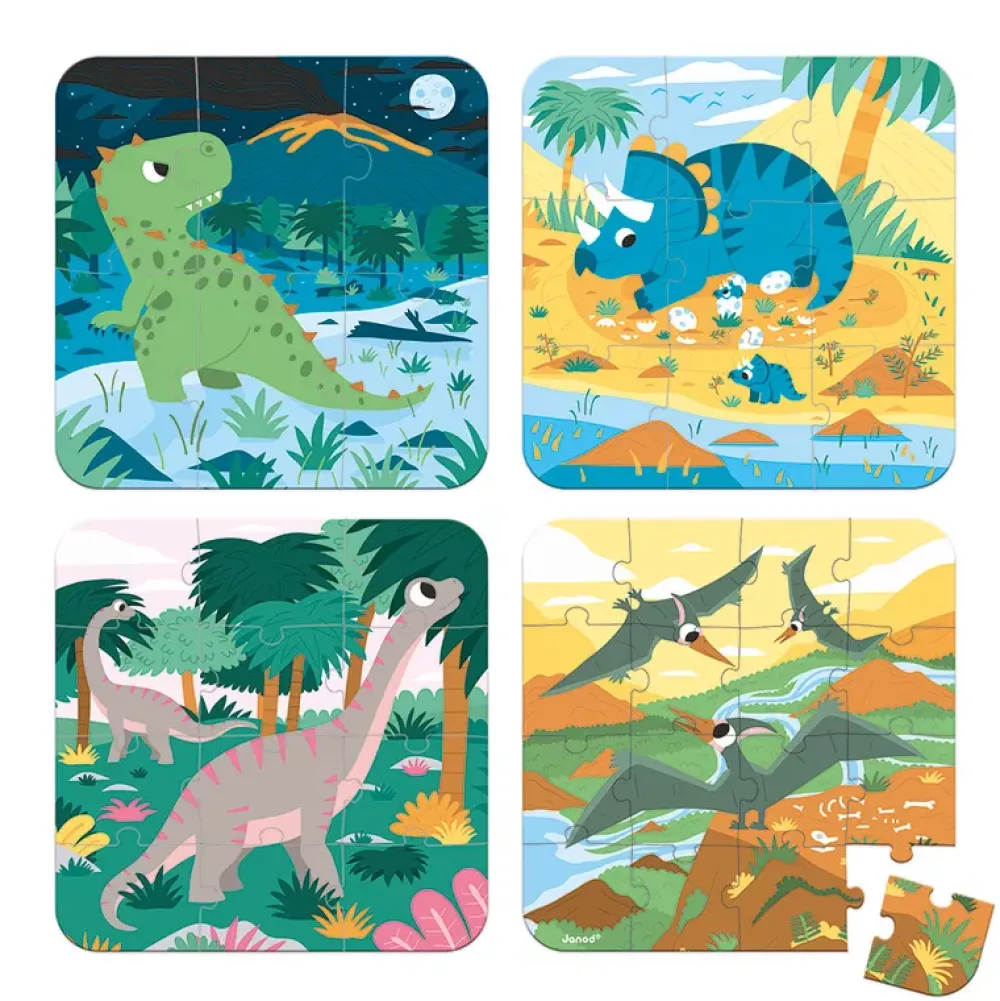 Janod Set De 4 Puzzles Evolutivos: Dinosaurios Sale
